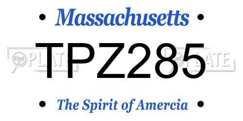 TPZ285 Massachusetts License Plate