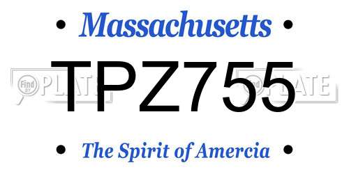 TPZ755 Massachusetts License Plate