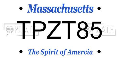 TPZT85 Massachusetts License Plate