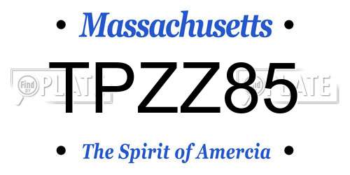 TPZZ85 Massachusetts License Plate