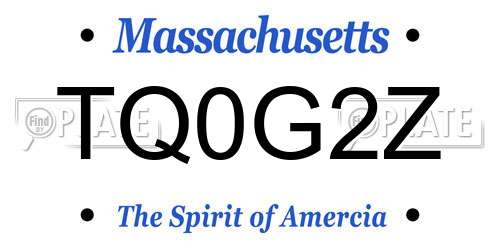 TQ0G2Z Massachusetts License Plate