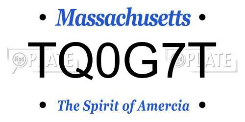 TQ0G7T Massachusetts License Plate