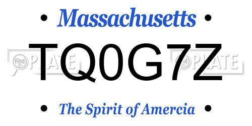 TQ0G7Z Massachusetts License Plate