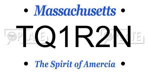 TQ1R2N Massachusetts License Plate