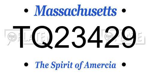 TQ23429 Massachusetts License Plate