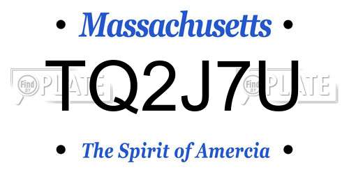 TQ2J7U Massachusetts License Plate