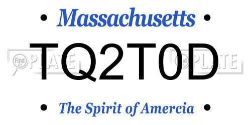 TQ2T0D Massachusetts License Plate
