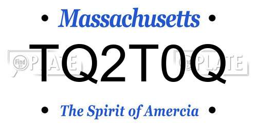 TQ2T0Q Massachusetts License Plate