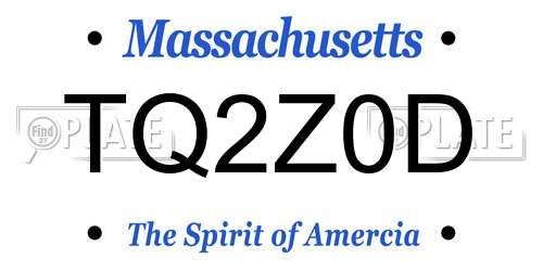 TQ2Z0D Massachusetts License Plate