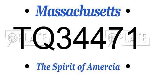 TQ34471 Massachusetts License Plate
