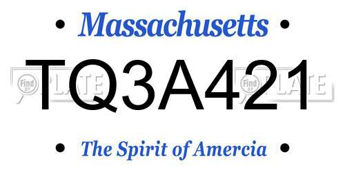 TQ3A421 Massachusetts License Plate