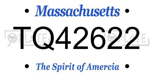 TQ42622 Massachusetts License Plate