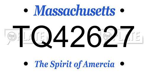 TQ42627 Massachusetts License Plate
