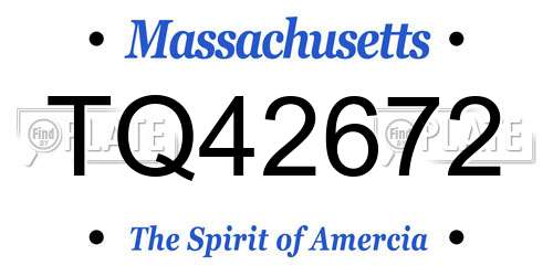 TQ42672 Massachusetts License Plate