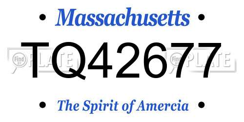 TQ42677 Massachusetts License Plate