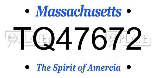 TQ47672 Massachusetts License Plate