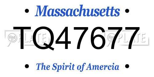 TQ47677 Massachusetts License Plate