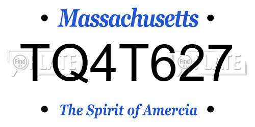 TQ4T627 Massachusetts License Plate