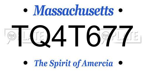 TQ4T677 Massachusetts License Plate