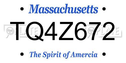 TQ4Z672 Massachusetts License Plate