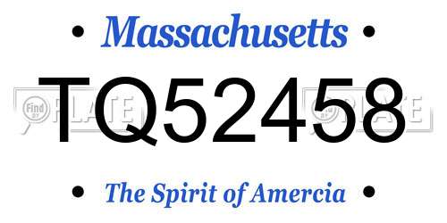 TQ52458 Massachusetts License Plate