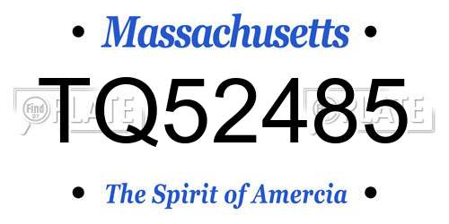 TQ52485 Massachusetts License Plate