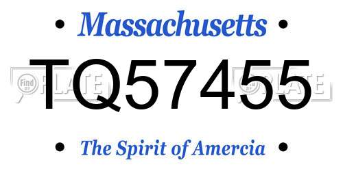 TQ57455 Massachusetts License Plate