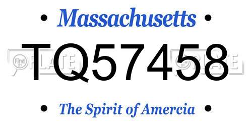 TQ57458 Massachusetts License Plate
