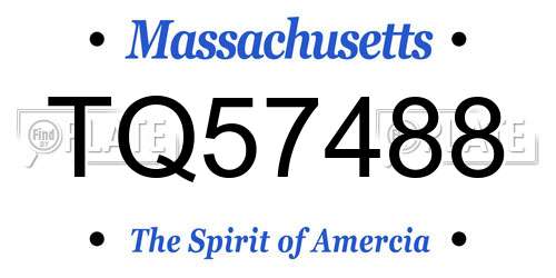 TQ57488 Massachusetts License Plate