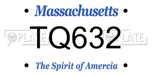 TQ632 Massachusetts License Plate