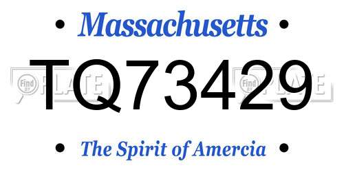 TQ73429 Massachusetts License Plate