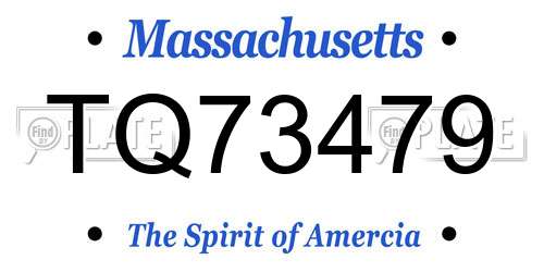 TQ73479 Massachusetts License Plate