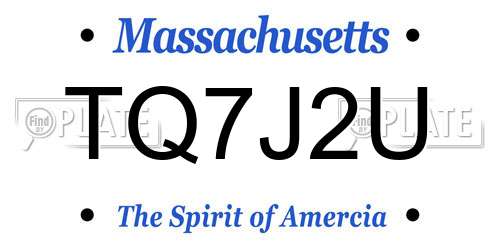 TQ7J2U Massachusetts License Plate