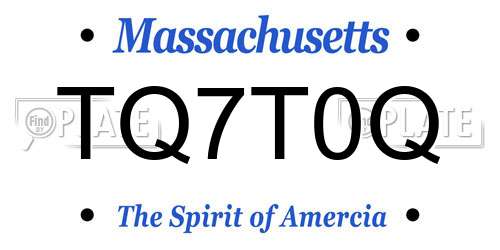 TQ7T0Q Massachusetts License Plate