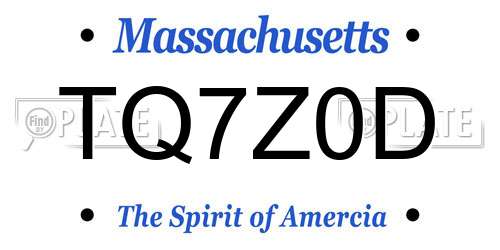 TQ7Z0D Massachusetts License Plate