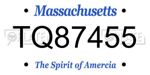 TQ87455 Massachusetts License Plate