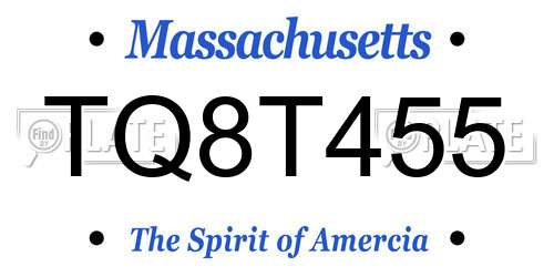 TQ8T455 Massachusetts License Plate
