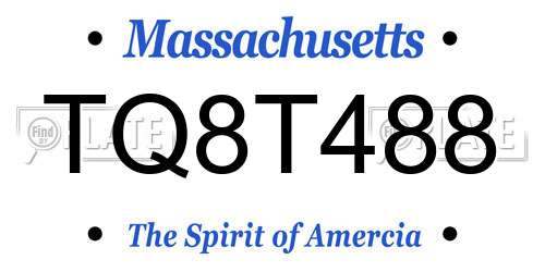 TQ8T488 Massachusetts License Plate