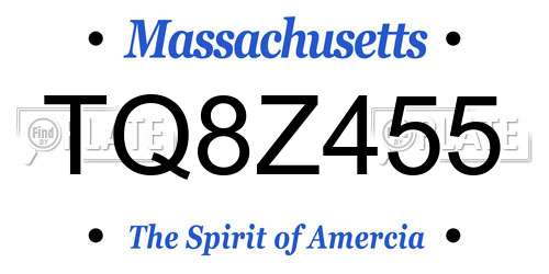 TQ8Z455 Massachusetts License Plate
