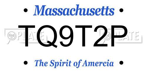 TQ9T2P Massachusetts License Plate