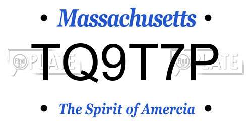 TQ9T7P Massachusetts License Plate