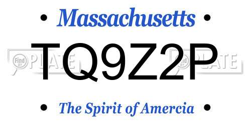 TQ9Z2P Massachusetts License Plate
