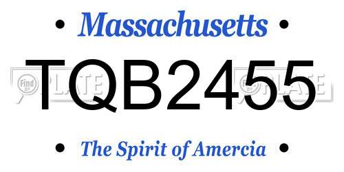 TQB2455 Massachusetts License Plate