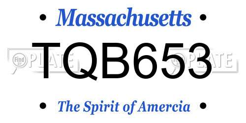 TQB653 Massachusetts License Plate