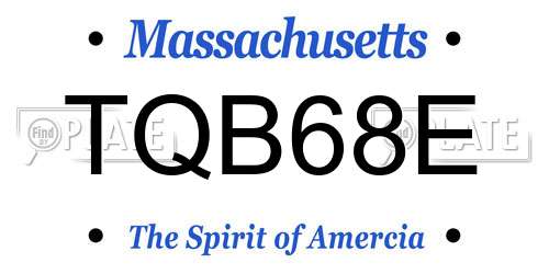 TQB68E Massachusetts License Plate