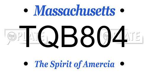 TQB804 Massachusetts License Plate