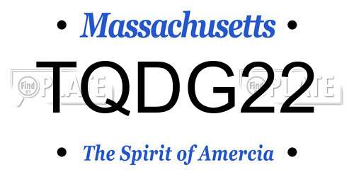 TQDG22 Massachusetts License Plate