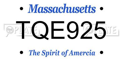 TQE925 Massachusetts License Plate