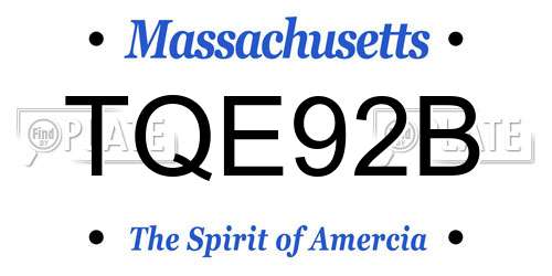 TQE92B Massachusetts License Plate