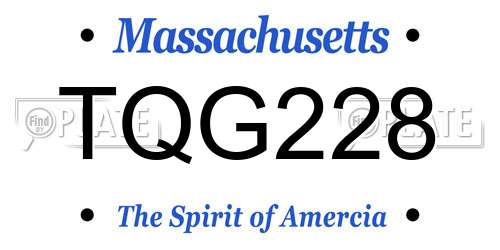 TQG228 Massachusetts License Plate